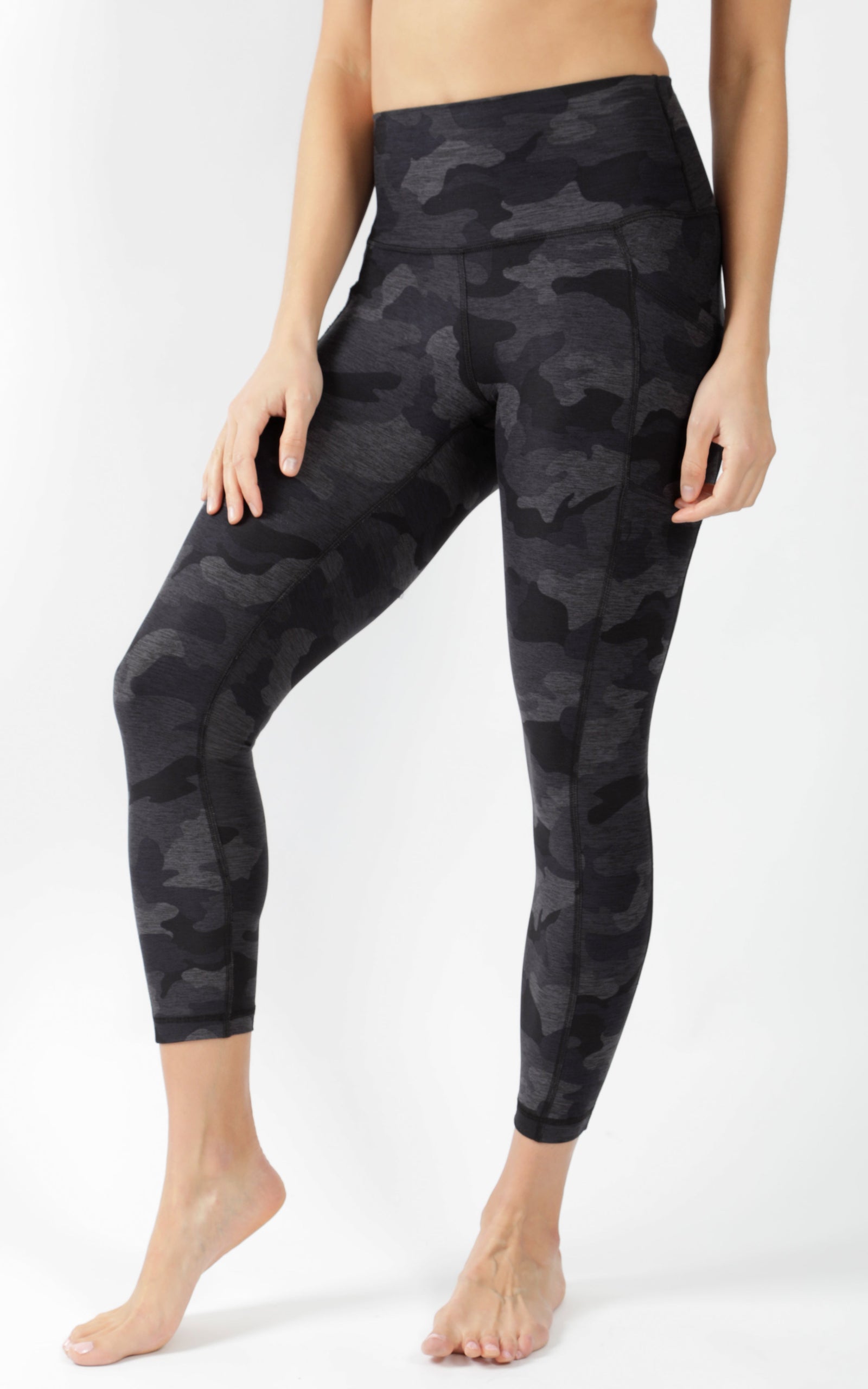 Camo Elastic Free High Waist Side Pocket Ankle Legging