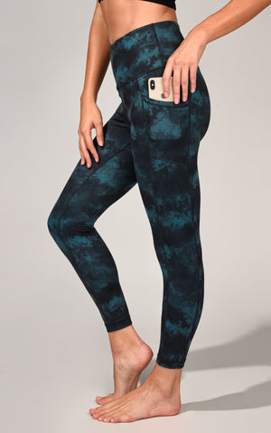 "Lux" High Waist Tie Dye Marble Print 7/8 Ankle Legging With Side Pockets