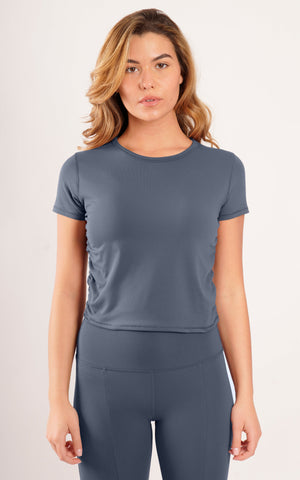 Nude Tech Ruched Short Sleeve Top